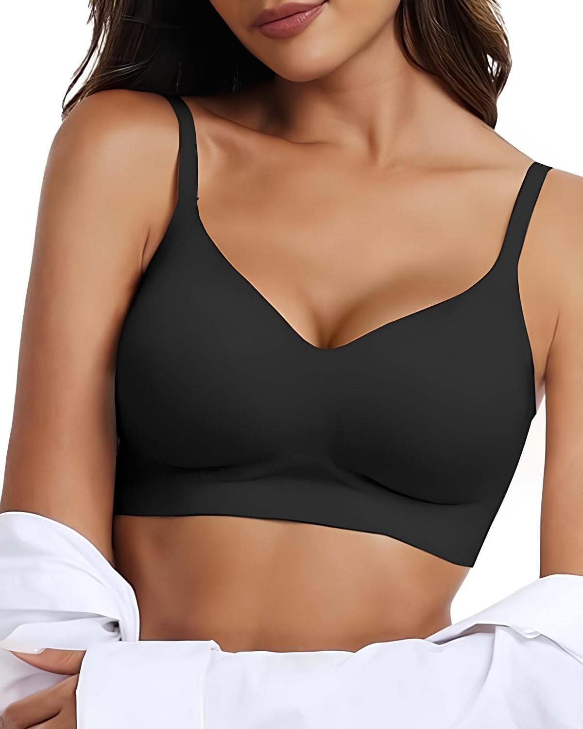 Women's V-neck Seamless Breathable Push-up Vest Bra  with Two Removable Shaping Pads