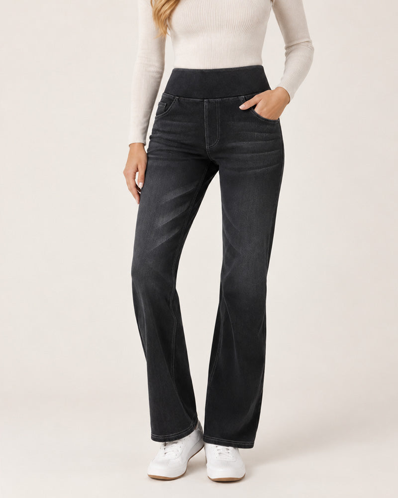 Casual High Waist Washed Bootcut Jeans