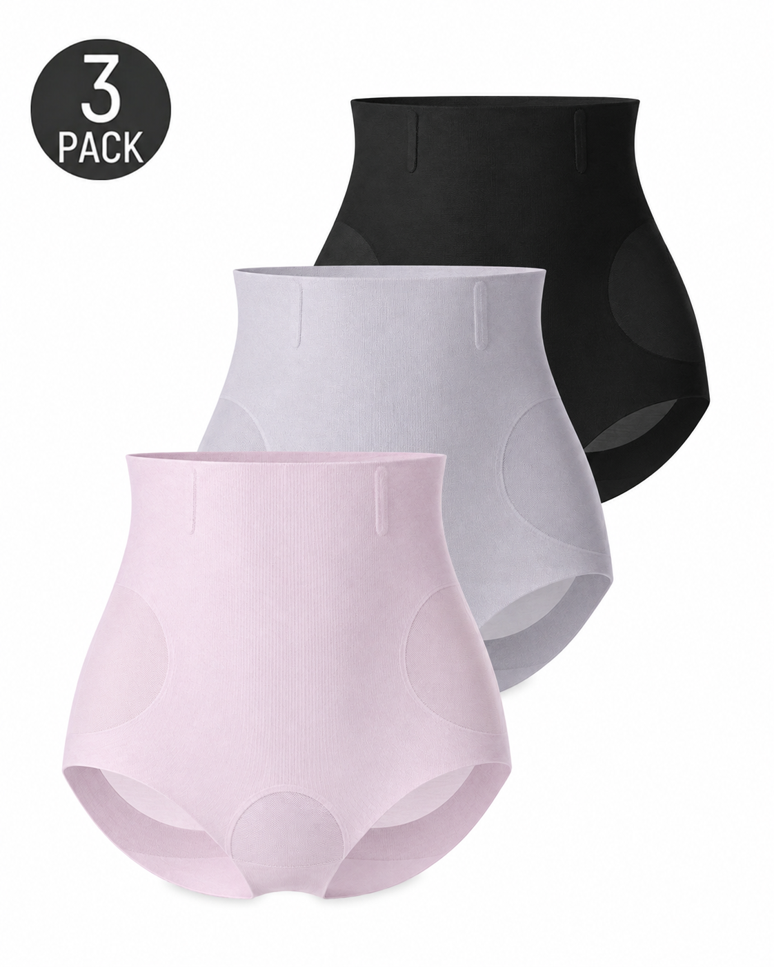 3-Pack Seamless High Waist Tummy Control Breathable Mesh Shaping Panties