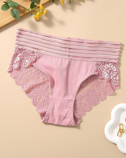 Women's Sexy High Waist Tummy Control Seamless Flower Lace Breathable Panties