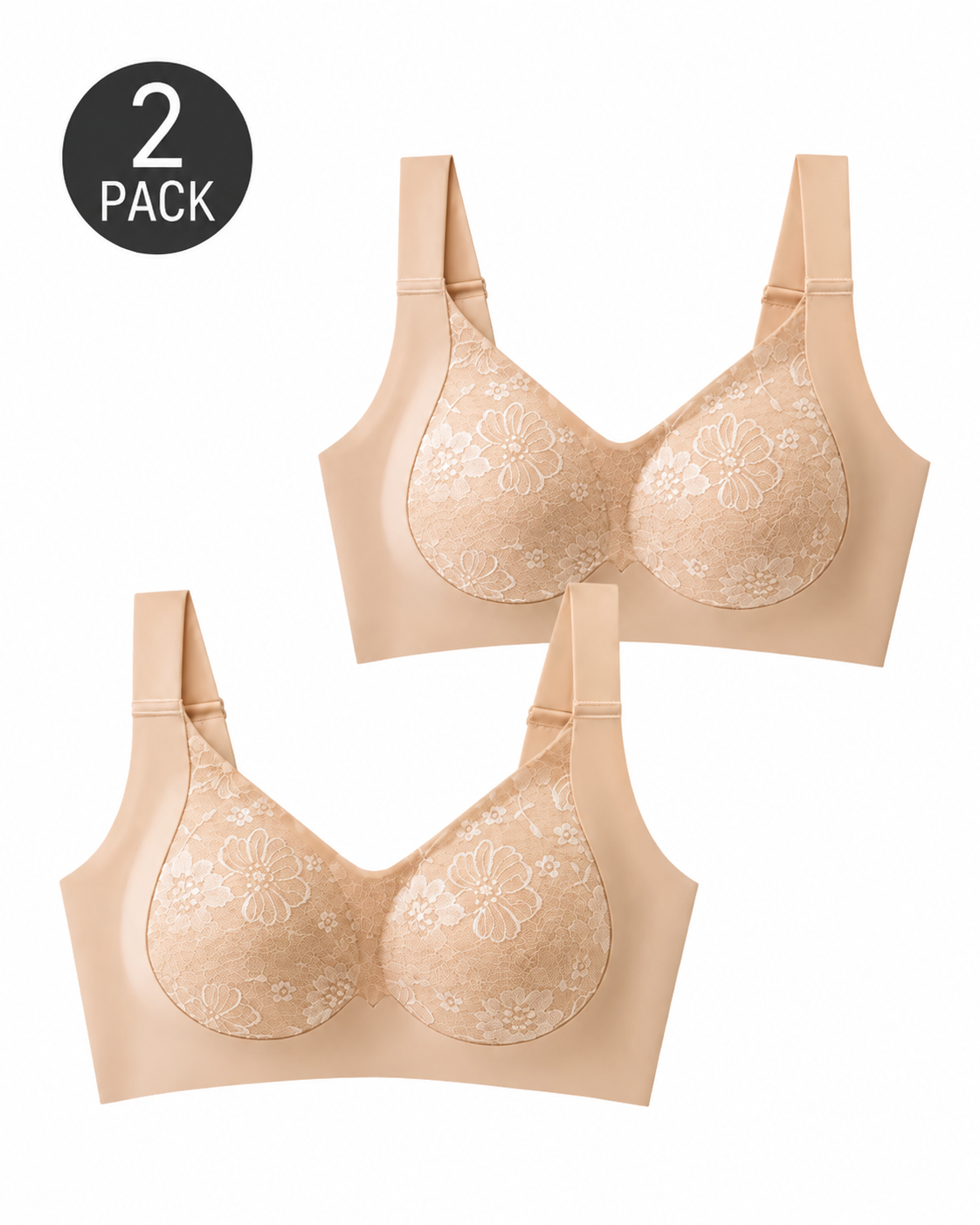 2-Pack Seamless Lace Breathable Push-Up Bra