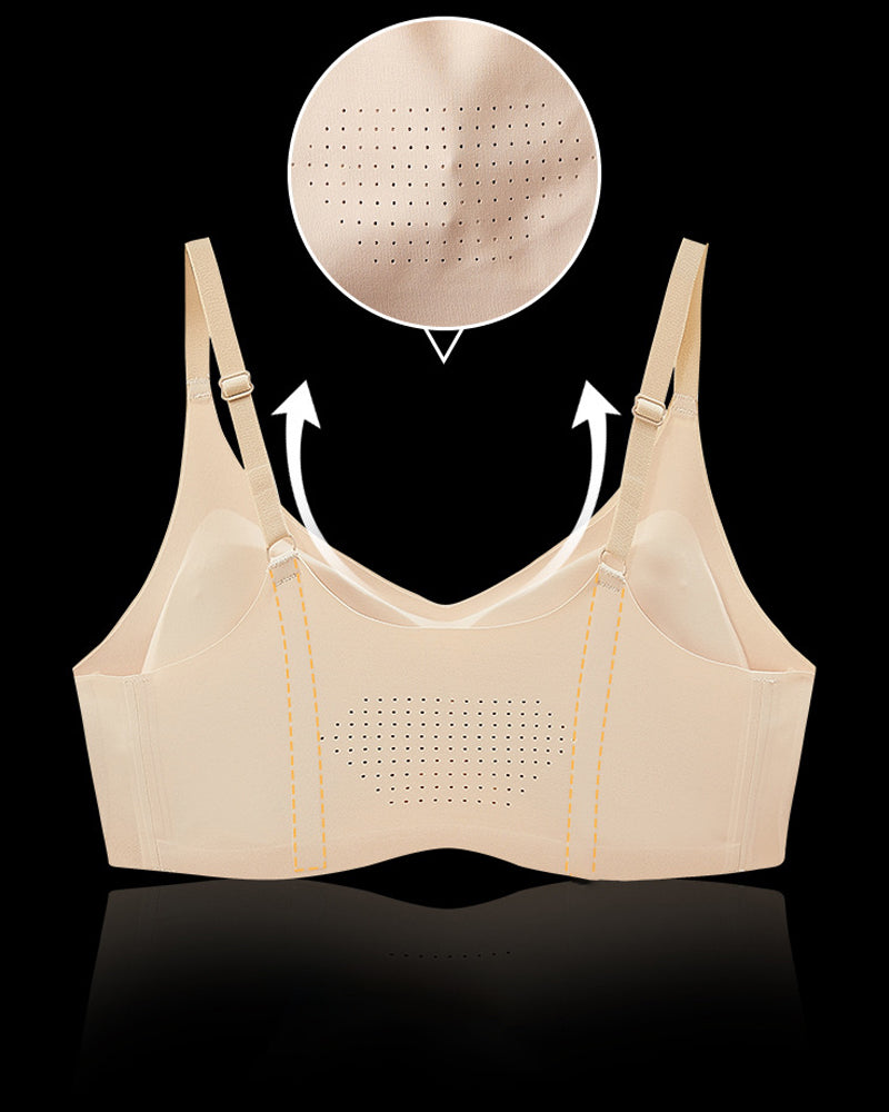 Women's V-neck Seamless Breathable Push-up Vest Bra  with Two Removable Shaping Pads