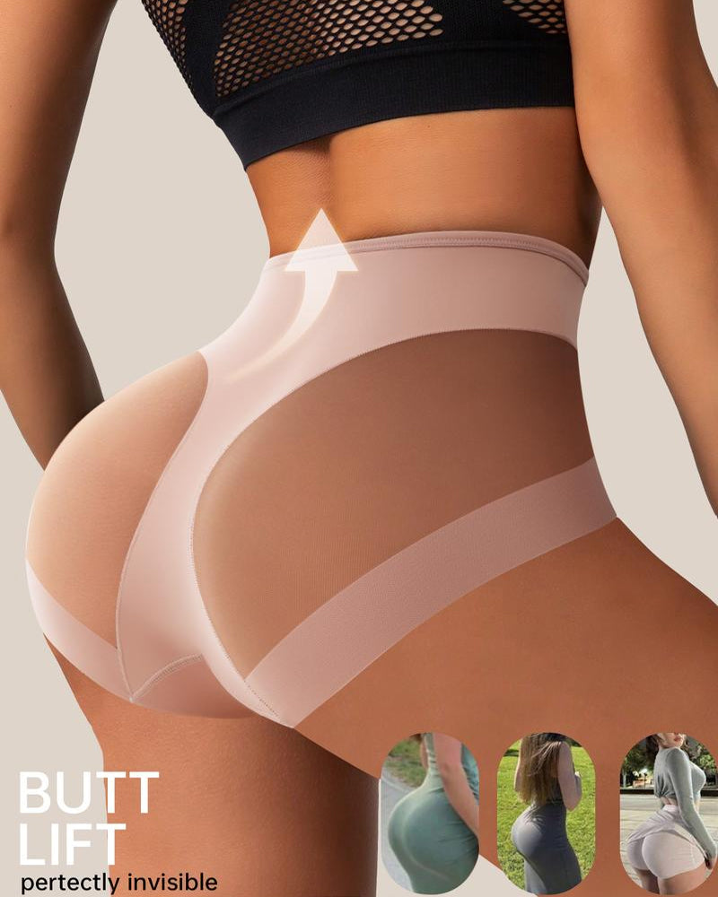 Sexy Stretchy Mesh Patchwork Tummy Control Butt Lifting Panties