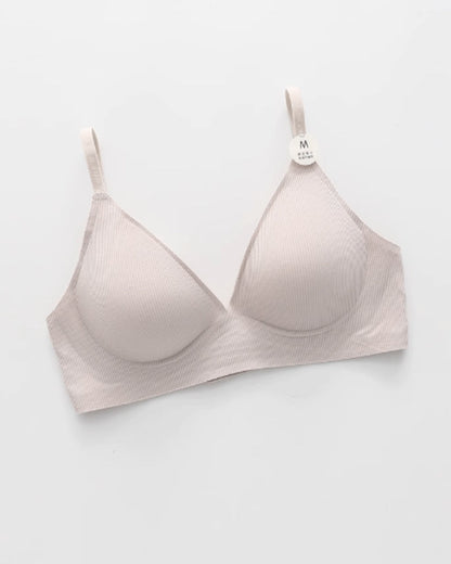 Deep V Seamless Letter Thin Straps Wire-Free Comfort Bra