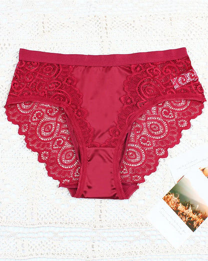 Women's High-waisted Floral Lace Breathable Comfortable Panties