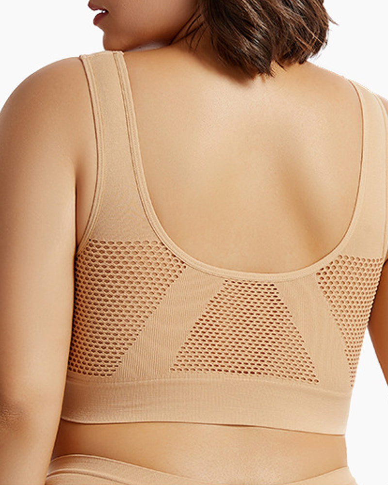 Casual Seamless Elastic Band Removable Pads Integrated Sports Bra