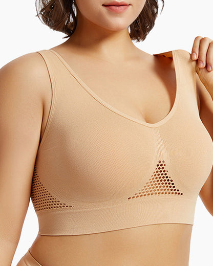 Casual Seamless Elastic Band Removable Pads Integrated Sports Bra