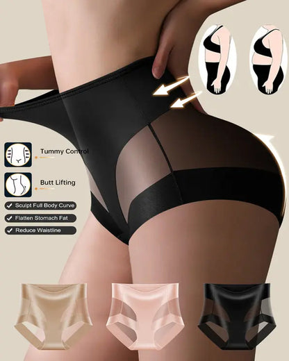 Sexy Stretchy Mesh Patchwork Tummy Control Butt Lifting Panties