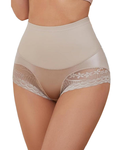 Women's High Waist Lace Thin Tummy Control Seamless Body Shaping Panties