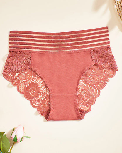 Women's Sexy High Waist Tummy Control Seamless Flower Lace Breathable Panties