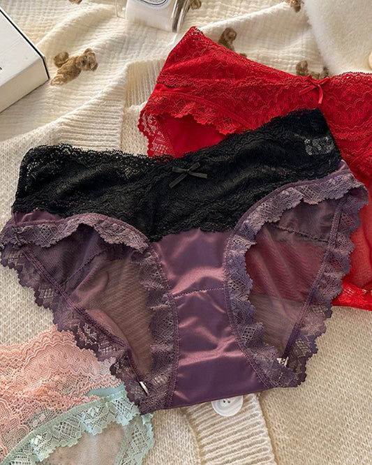 Sexy Colorblock Lace Mesh Sheer Panties