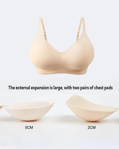 Women's V-neck Seamless Breathable Push-up Vest Bra  with Two Removable Shaping Pads