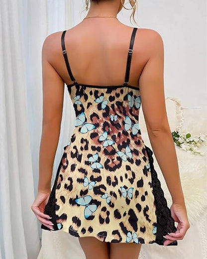 Women's Sexy Lace Side Slit Modal Suspender Nightdress