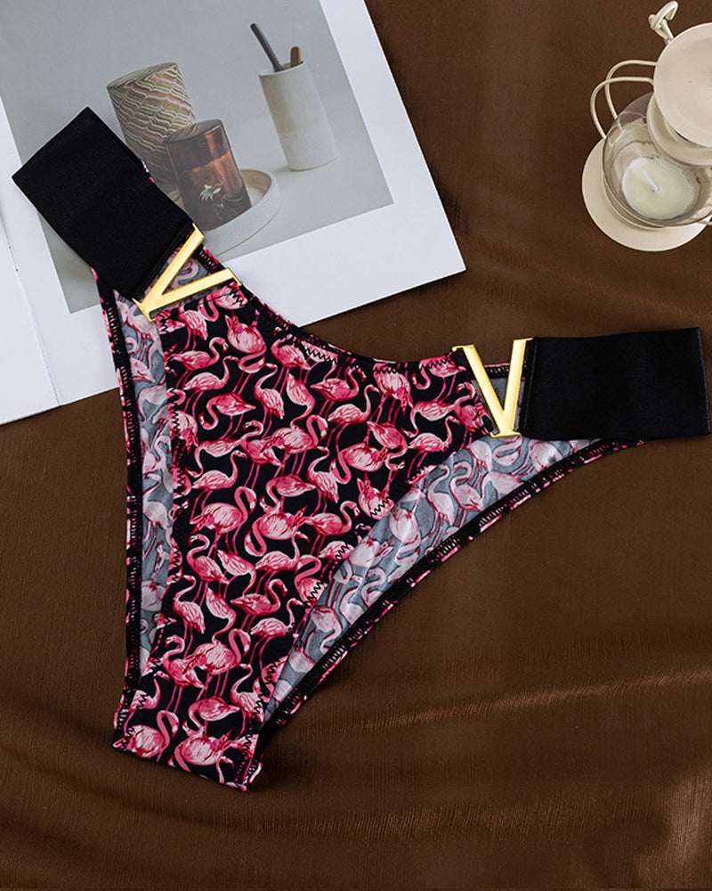 Seamless Sexy Colorblock Printed Panties