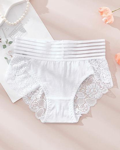 Women's Sexy High Waist Tummy Control Seamless Flower Lace Breathable Panties