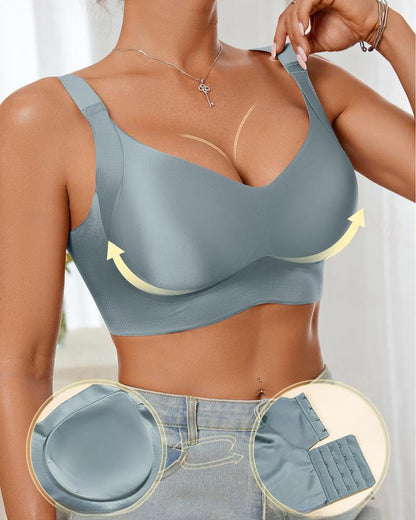 Women's Solid Color Adjustable Wire-Free Seamless Push-Up Breathable Bra