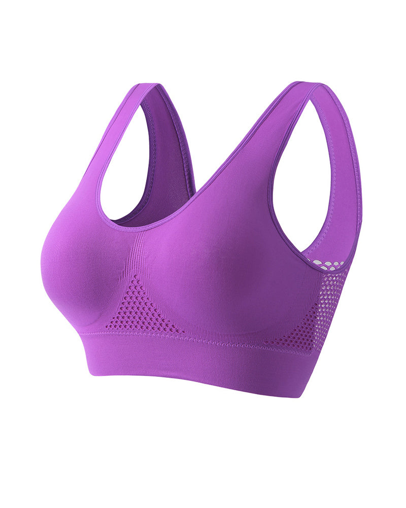 Casual Seamless Elastic Band Removable Pads Integrated Sports Bra