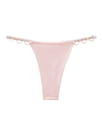 Metal Heart Embellishment Comfortable Low-rise Thong