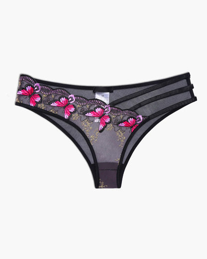 Sexy Butterfly Embroidered Mesh Panties