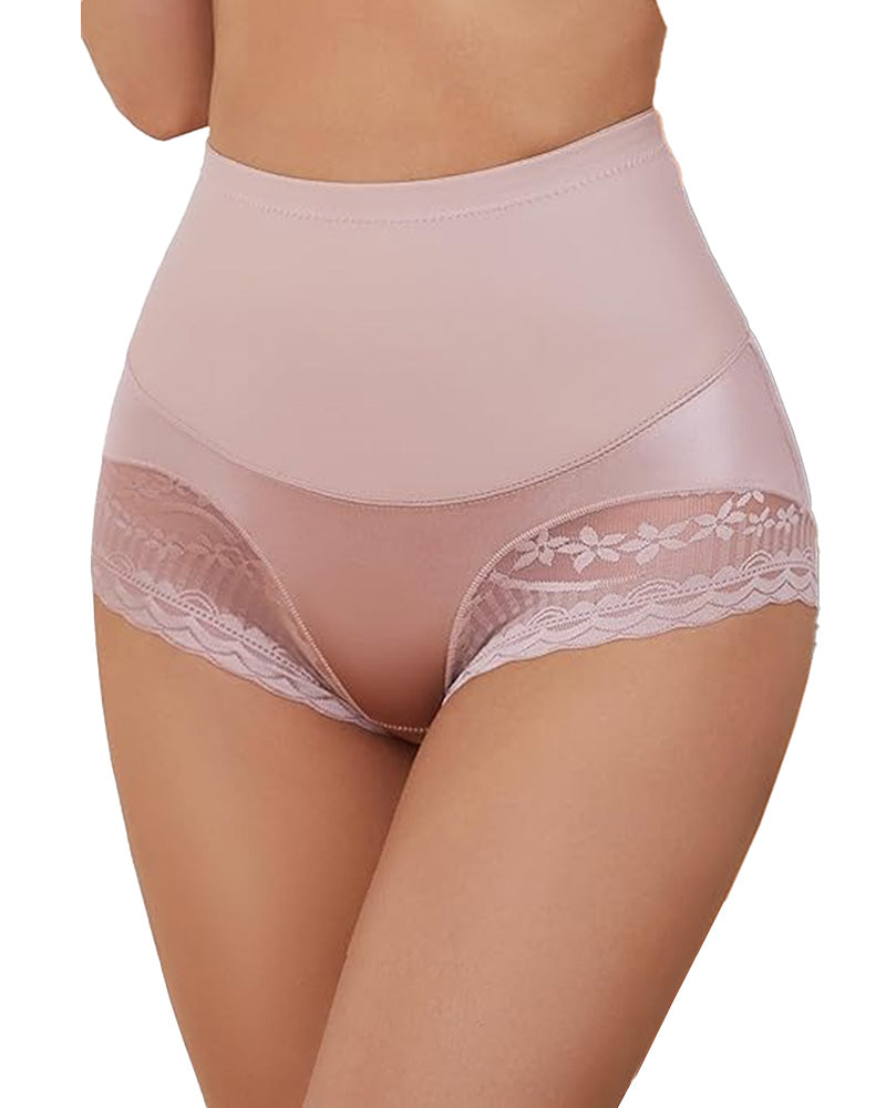 Women's High Waist Lace Thin Tummy Control Seamless Body Shaping Panties