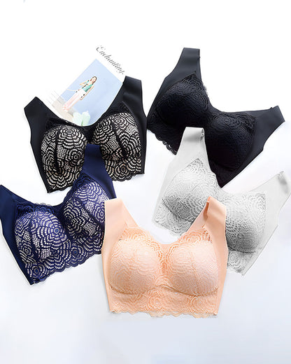 Full-Figure Seamless Lace Cut-Out Bra