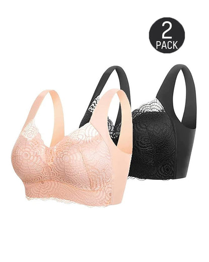 Full-Figure Seamless Lace Cut-Out Bra