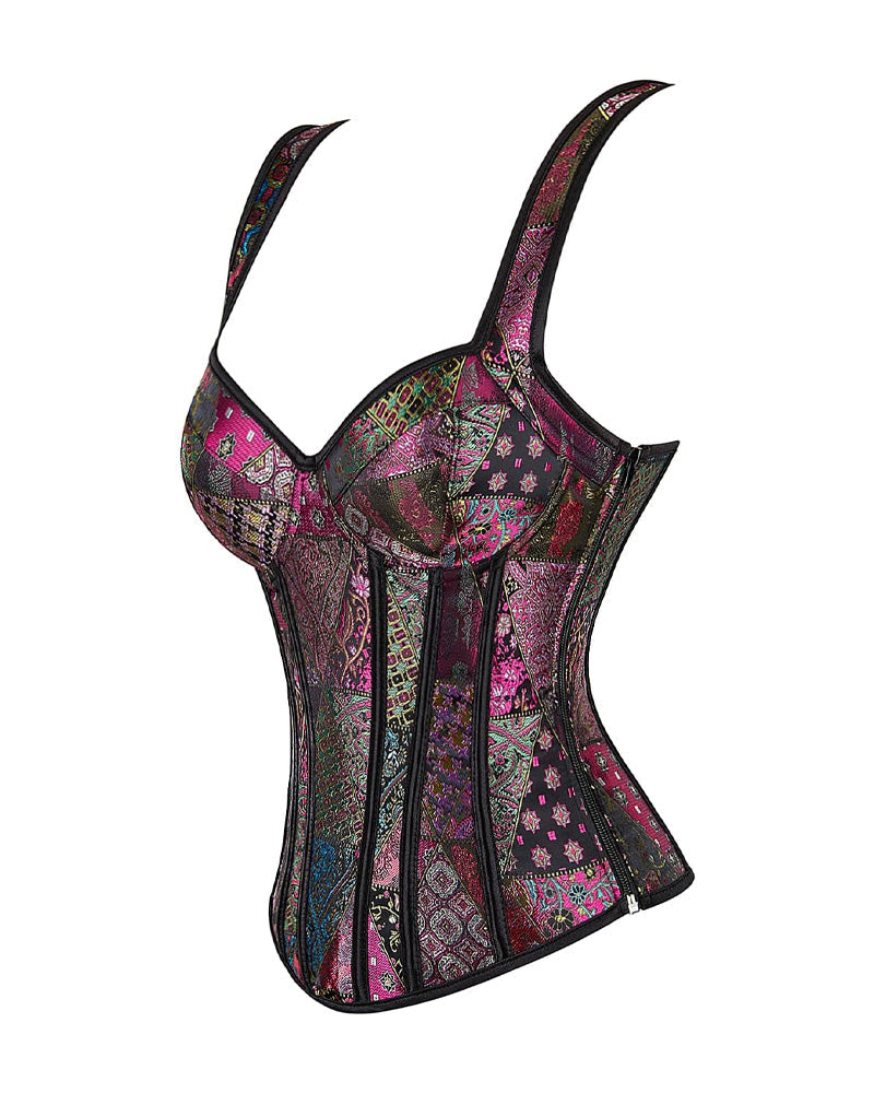 Women's Vintage Jacquard Drawstring Back Bodysuit