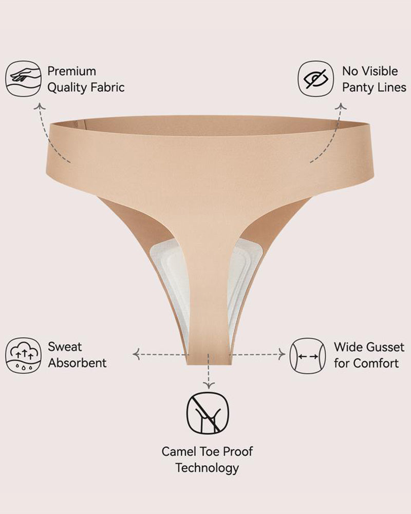 Women's Cameltoe Proof Seamless Shaping Thong Briefs